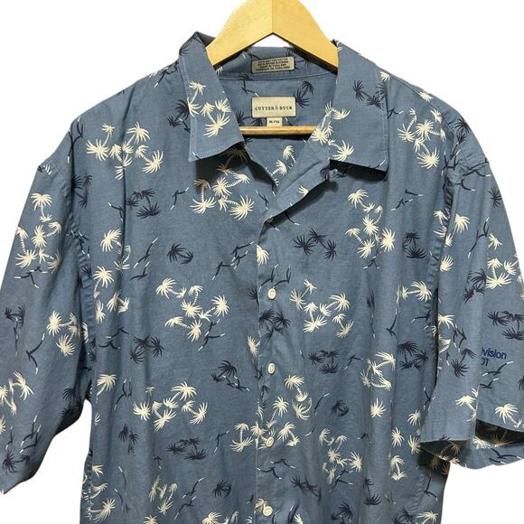 Cutter & Buck Men Hawaiian Button Shirt XL Blue Palm Print 2007 Windows Division - Picture 7 of 7